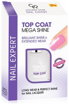 Golden Rose Nail Expert Top Coat Mega Shine για λάμψη και διάρκεια 11ml