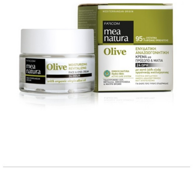 MEA NATURA Olive Eνυδατική, Αναζωογονητική 24ώρη Κρέμα για Πρόσωπο & Μάτια 50ml