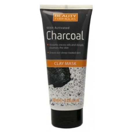 Beauty Formulas Charcoal Clay 100ml Μάσκα προσώπου με ενεργό άνθρακα