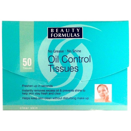 Beauty Formulas Oil Control Tissues 100x70mm Μαντηλάκια ρύθμισης Λιπαρότητας