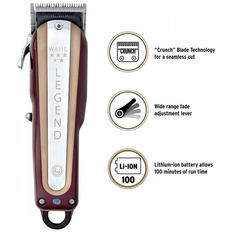 Wahl Legend Cordless Επαγγελματική Επαναφορτιζόμενη Κουρευτική Μηχανή Bordeaux/Gold 08594-016